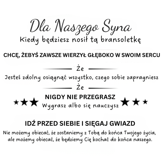 Dla Naszego Syna – Symbol Wiary - Spersonalizowana Bransoletka z Imieniem - Bejesa