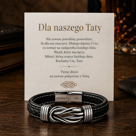 Bransoletka skórzana "Połączenie" - dla taty od dzieci - Bejesa