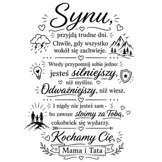 Naszyjnik dla Syna - Nieśmiertelnik z Grawerem - Silniejszy Niż Myślisz - Bejesa