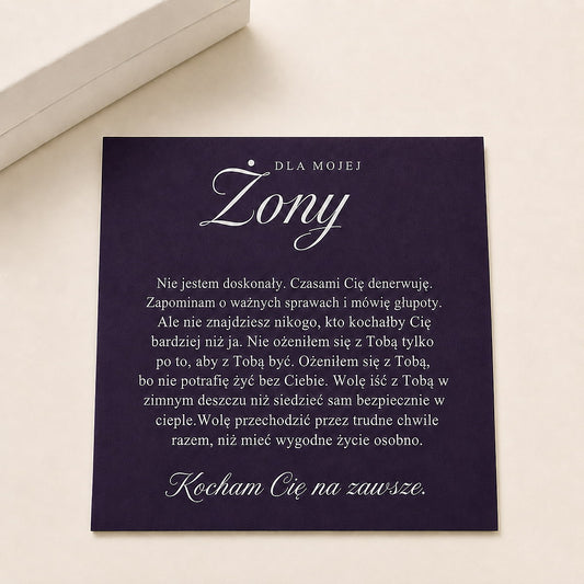 Naszyjnik dla żony serce z nieskończonością i gotową dedykacją - Bejesa