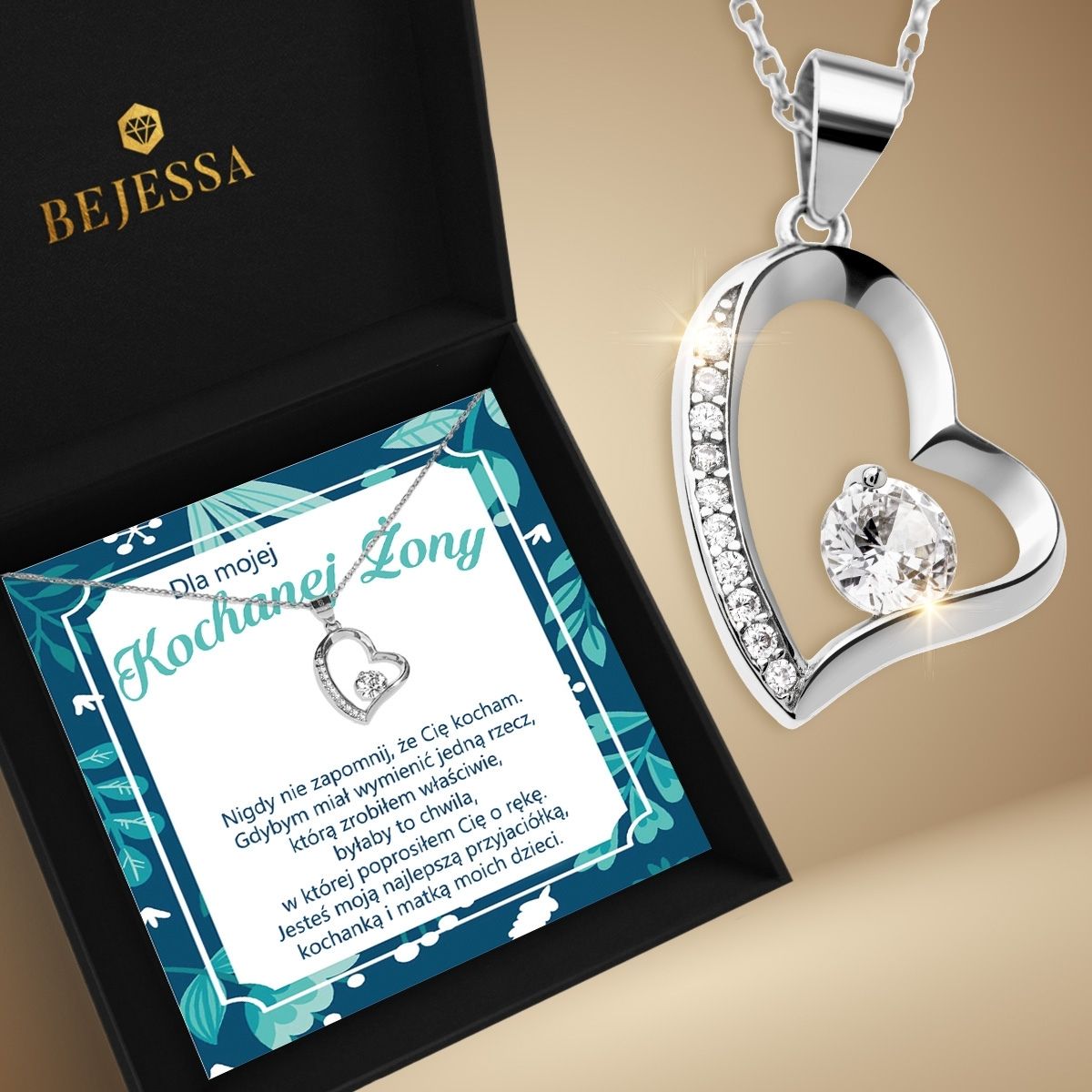 Złoty Naszyjnik Serce Nieskończoności – Dla Żony - Zawsze Obok - Bejesa