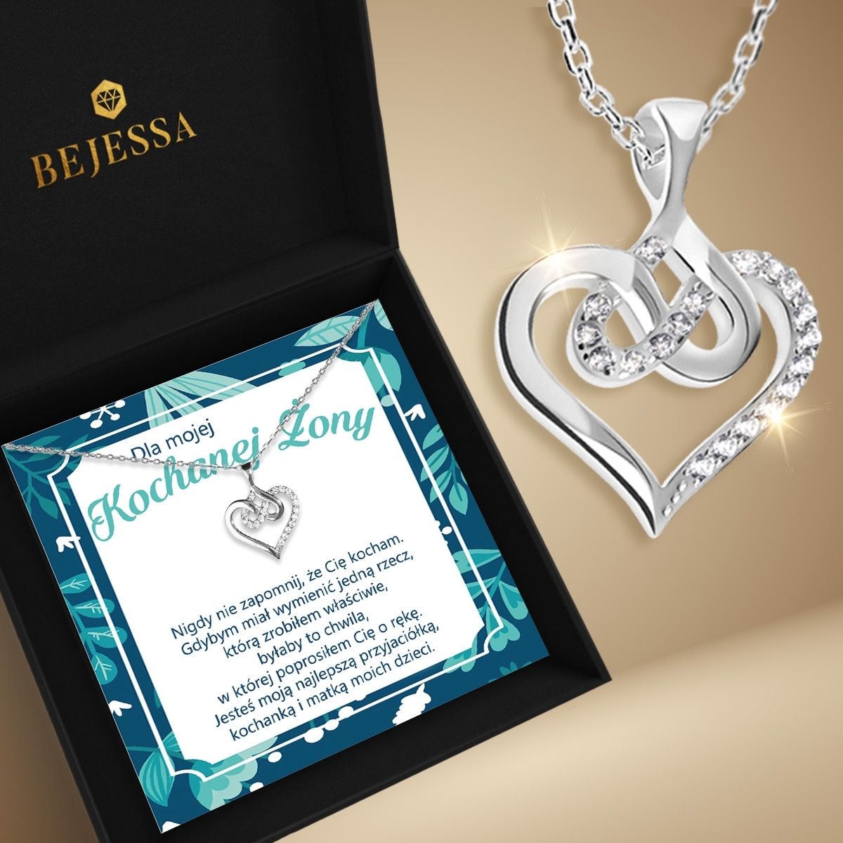 Złoty Naszyjnik Serce Nieskończoności – Dla Żony - Zawsze Obok - Bejesa