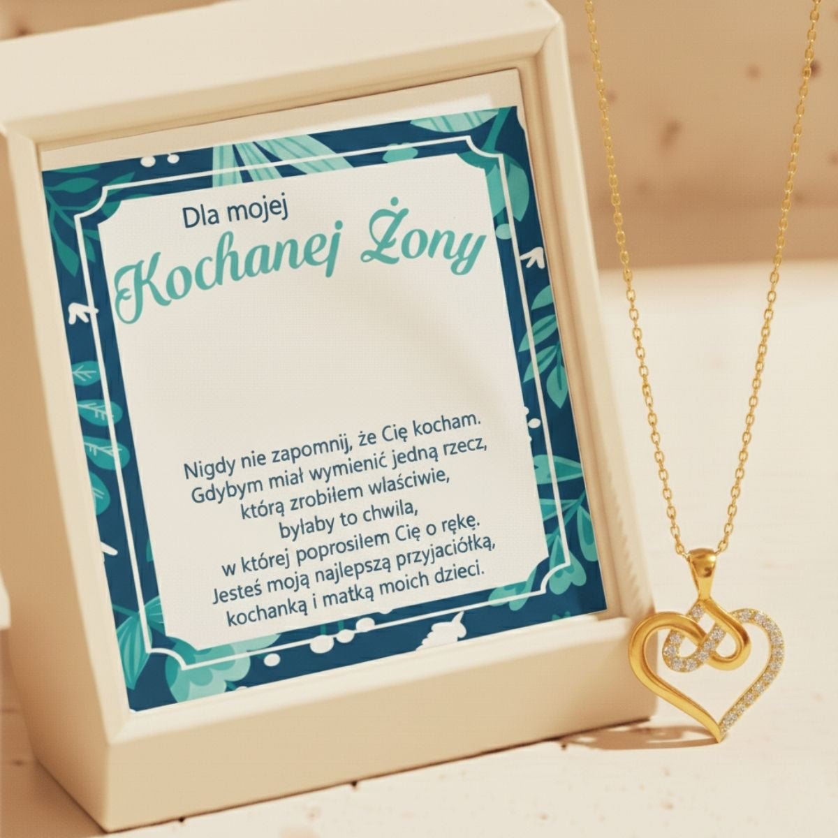 Złoty Naszyjnik Serce Nieskończoności – Dla Żony - Zawsze Obok - Bejesa