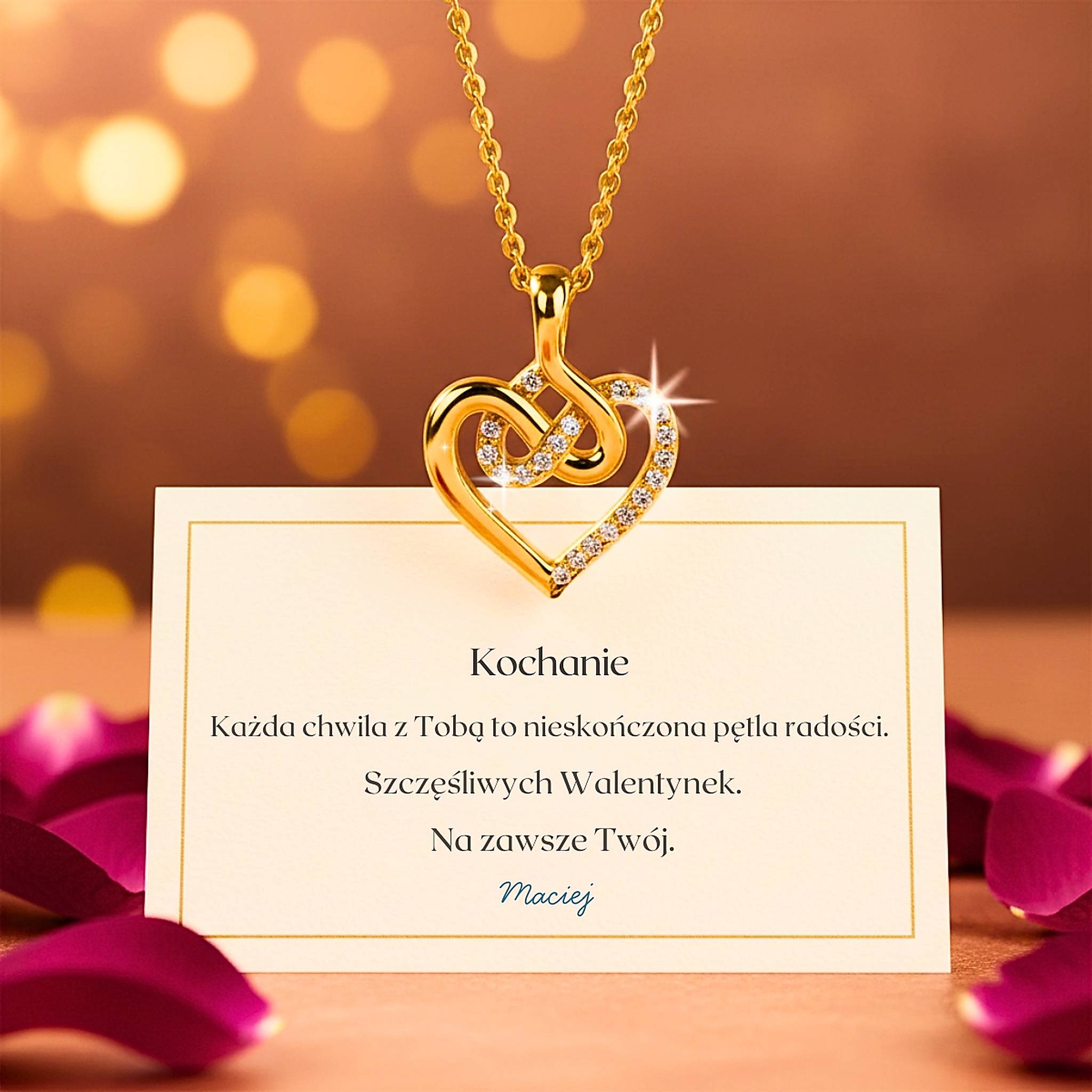 Naszyjnik Dla Dziewczyny - Serduszko z Symbolem Nieskończonej Miłości - Bejesa