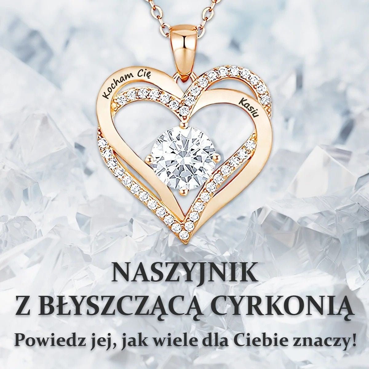 Naszyjnik Personalizowany z Grawerem - Kocham Cię + Imię - Bejesa