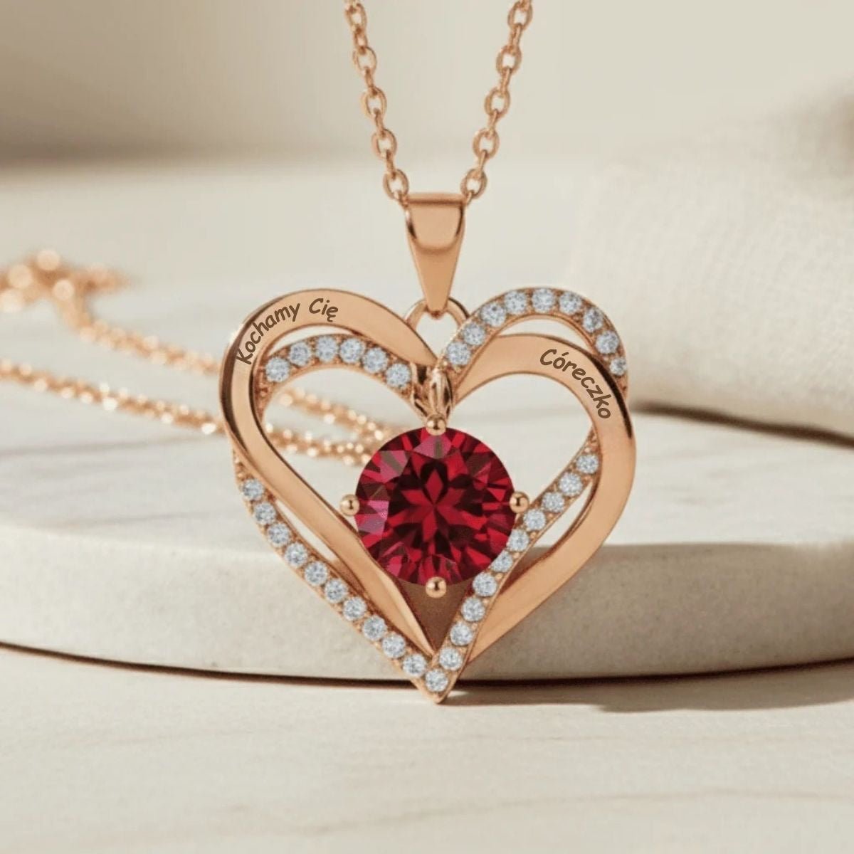 Naszyjnik Podwójne Serce - Dla Córki z grawerem - Bejesa