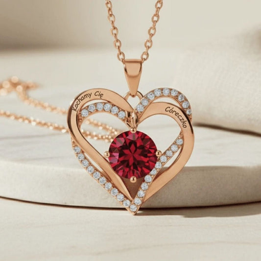 Naszyjnik Podwójne Serce - Dla Córki z grawerem - Bejesa