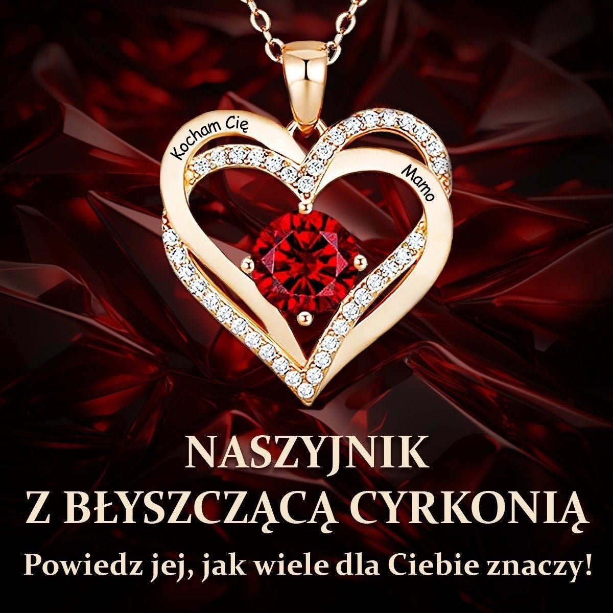 Naszyjnik dla Mamy - Pokryty 18k Złotem - Kocham Cię Mamo - Bejesa