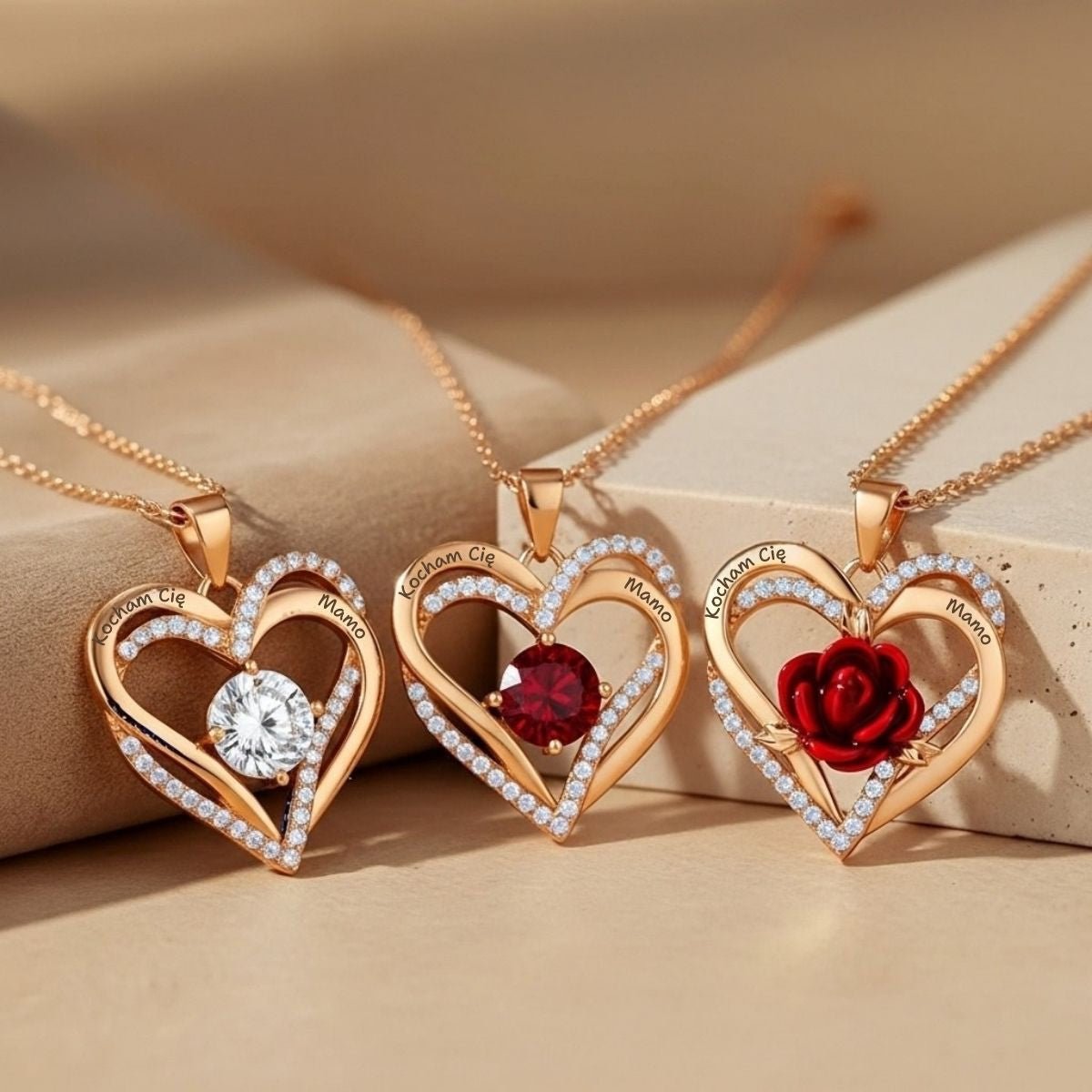 Naszyjnik dla Mamy - Pokryty 18k Złotem - Kocham Cię Mamo - Bejesa