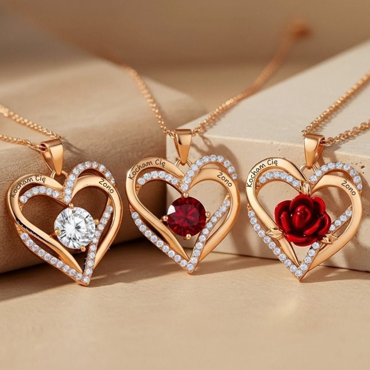 Naszyjnik dla Żony - Pokryty 18k Złotem - Kocham Cię Żono - Bejesa