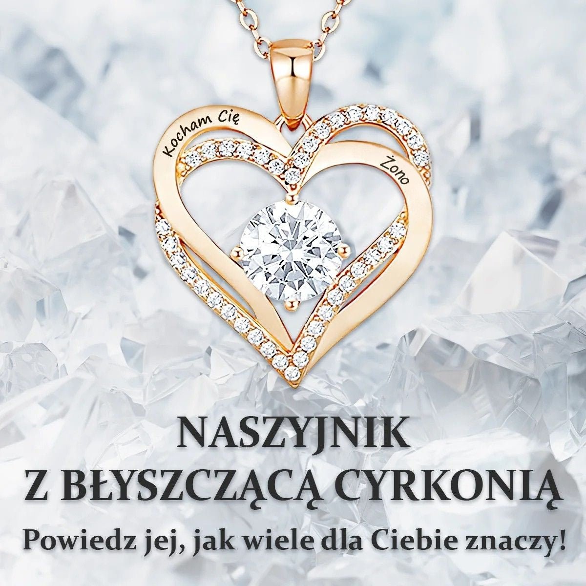 Naszyjnik dla Żony - Pokryty 18k Złotem - Kocham Cię Żono - Bejesa