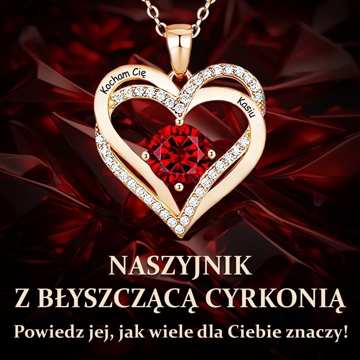 Naszyjnik Personalizowany z Grawerem - Kocham Cię + Imię - Bejesa