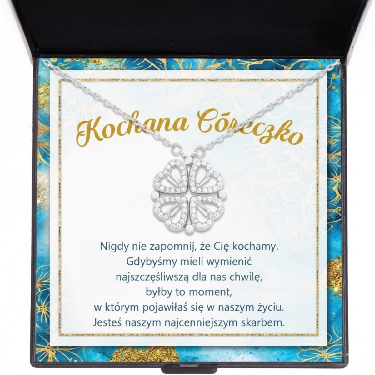 Naszyjnik dla Córki - Koniczynka - Najwspanialsze Uczucie od rodziców - Bejesa