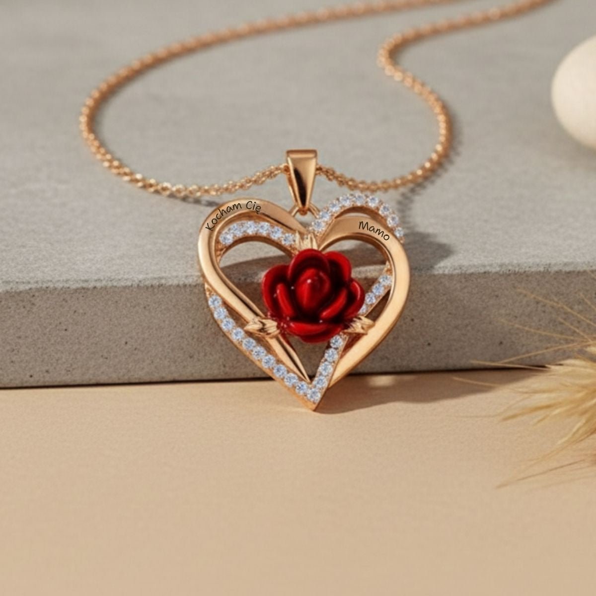 Naszyjnik dla Mamy - Pokryty 18k Złotem - Kocham Cię Mamo - Bejesa