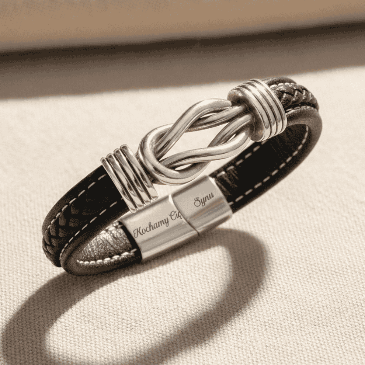 Bransoletka skórzana "Połączenie" - dla syna od rodziców - Bejesa