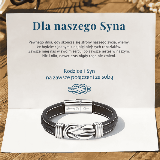 Bransoletka skórzana "Połączenie" - dla syna od rodziców - Bejesa