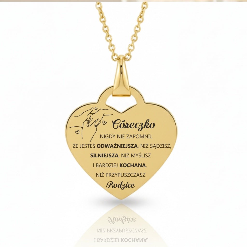 Prezent dla Córki - Serce z Grawerem - Nigdy nie zapomnij od Rodziców - Bejesa