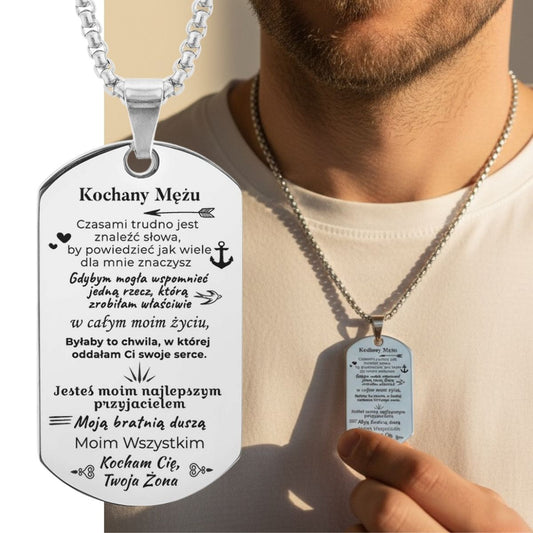 Prezent dla Męża - Nieśmiertelnik z Grawerem - Jesteś wszystkim - Bejesa