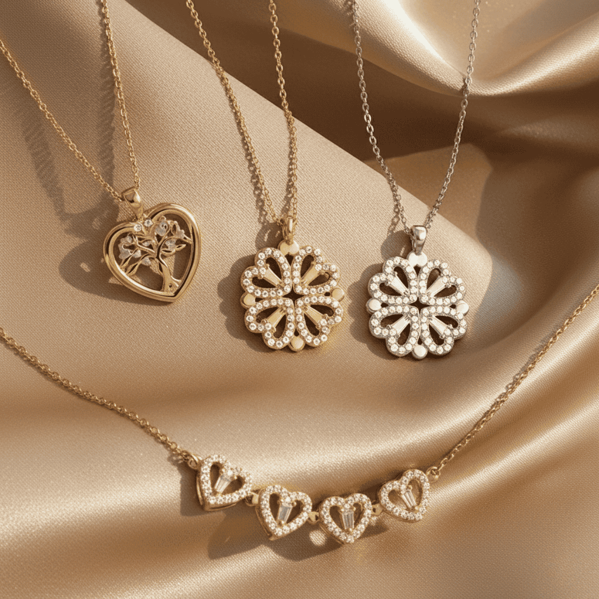 Eleganckie Pudełko z Wieczną Różą - Naszyjnik Koniczyna Serc - Prezent dla Niej - Bejesa