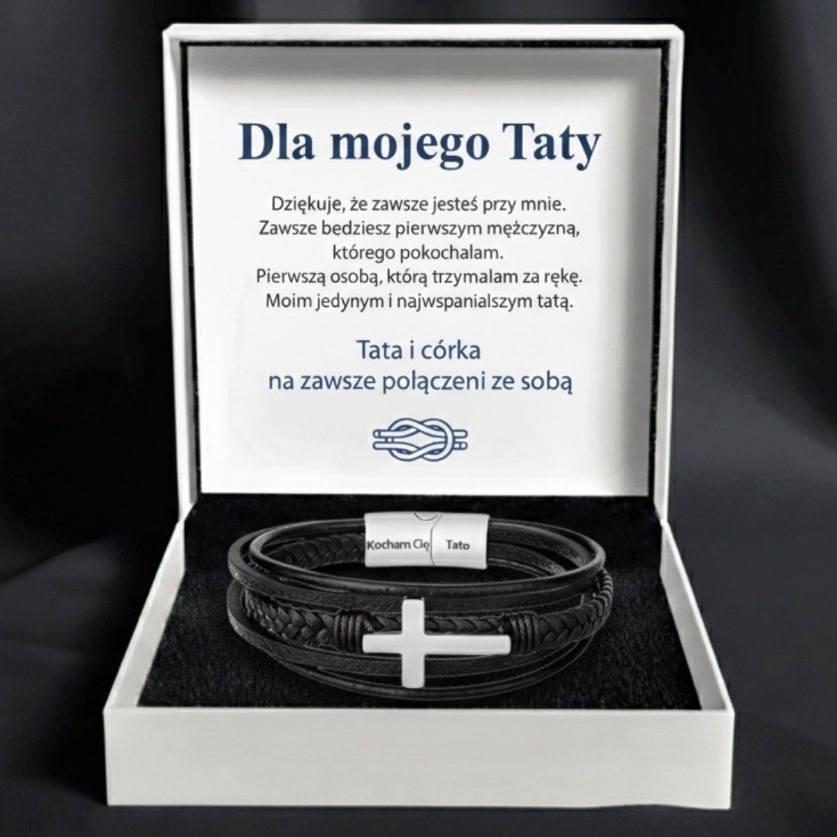 Prezent dla Taty – Bransoletka z krzyżem - Bransoletka z Grawerem - Bejesa