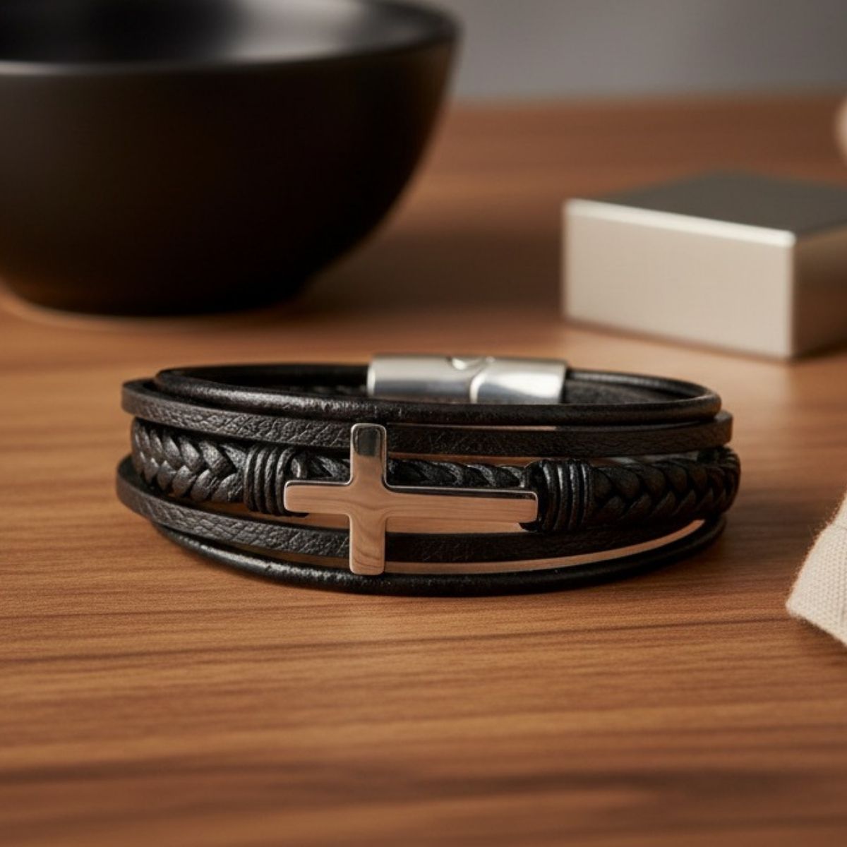 Prezent dla Taty – Bransoletka z krzyżem - Bransoletka z Grawerem - Bejesa