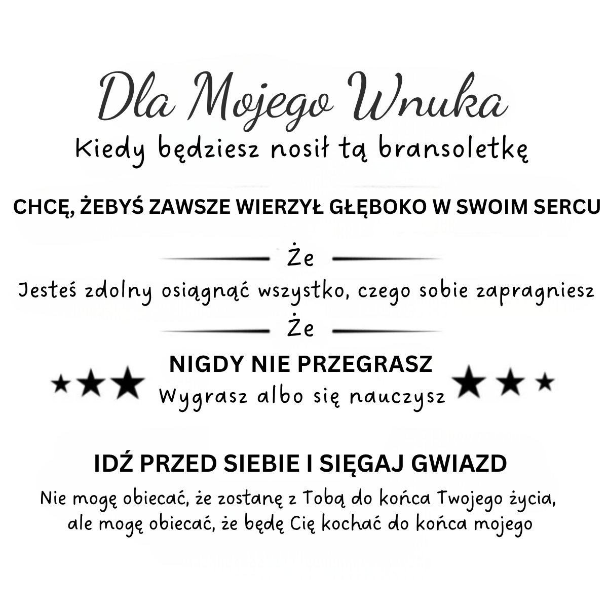 Dla Mojego Wnuka – Spersonalizowana Bransoletka z Imieniem „Kocham Cię Na Zawsze" - Bejesa