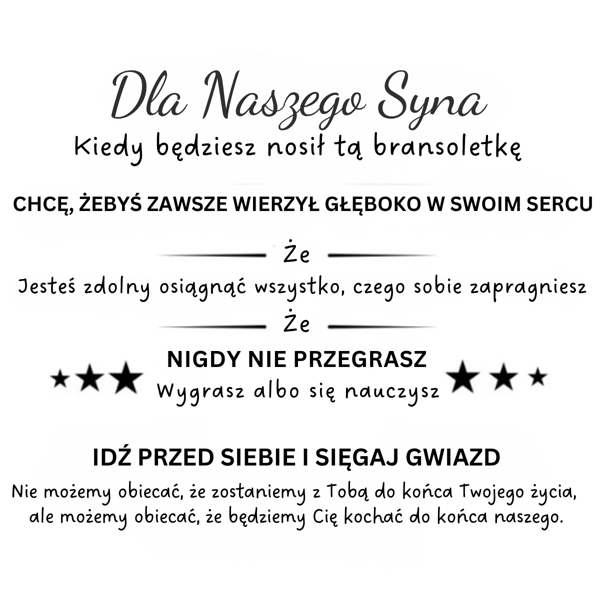 Dla Naszego Syna – Symbol Wiary - Spersonalizowana Bransoletka z Imieniem - Bejesa