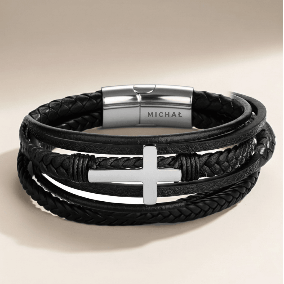 Dla Naszego Syna – Symbol Wiary - Spersonalizowana Bransoletka z Imieniem - Bejesa