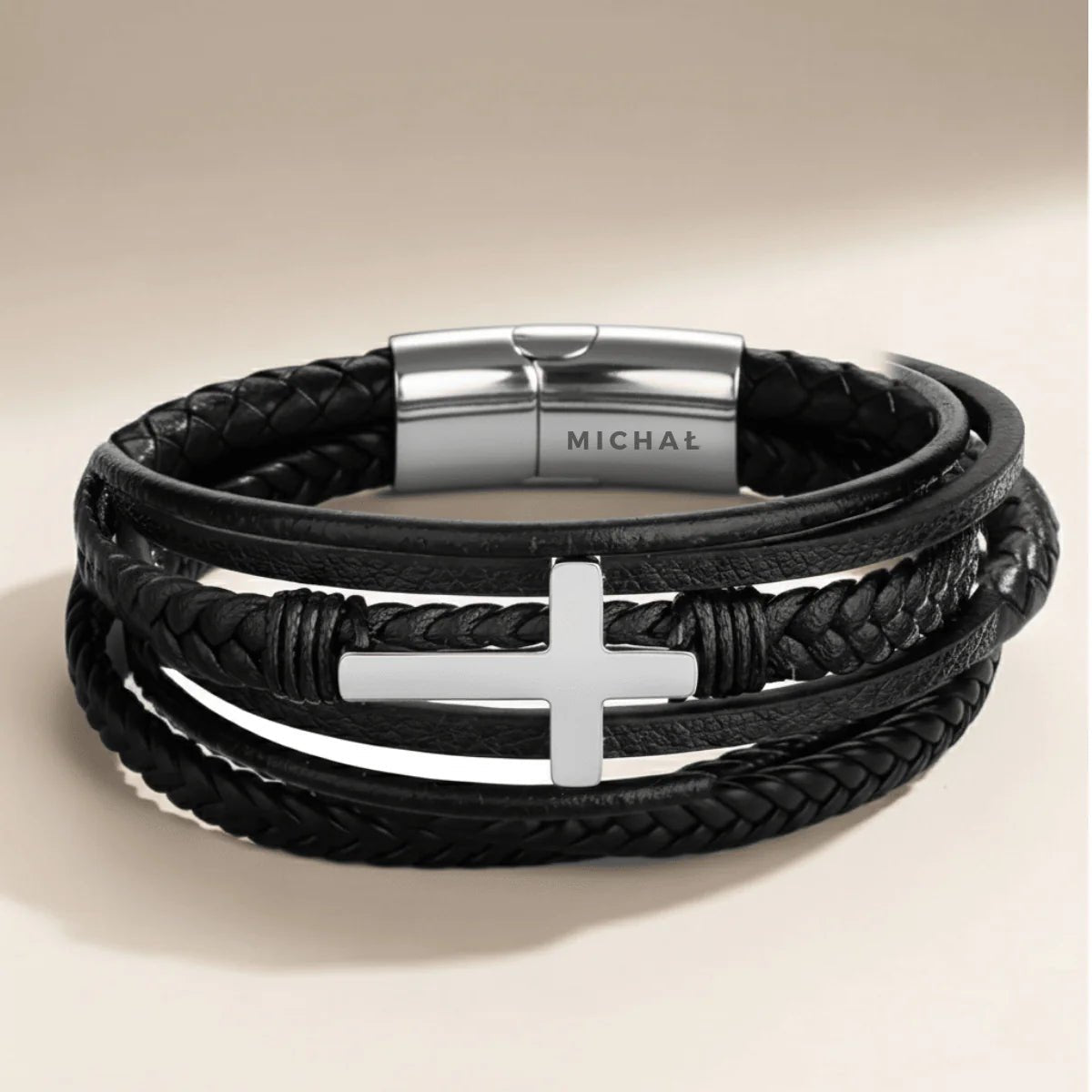 Dla Mojego Wnuka – Spersonalizowana Bransoletka Krzyż z Imieniem - Bejesa