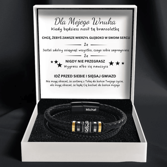 Dla Mojego Wnuka – Spersonalizowana Bransoletka z Imieniem „Kocham Cię Na Zawsze" - Bejesa