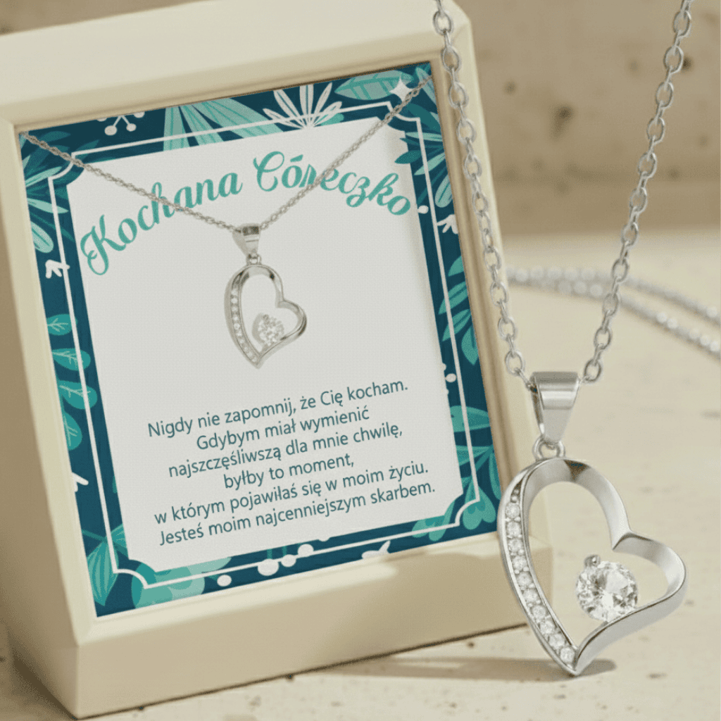 Naszyjnik dla Córki - Błyszcząca biel - Blisko Ciebie - Bejesa