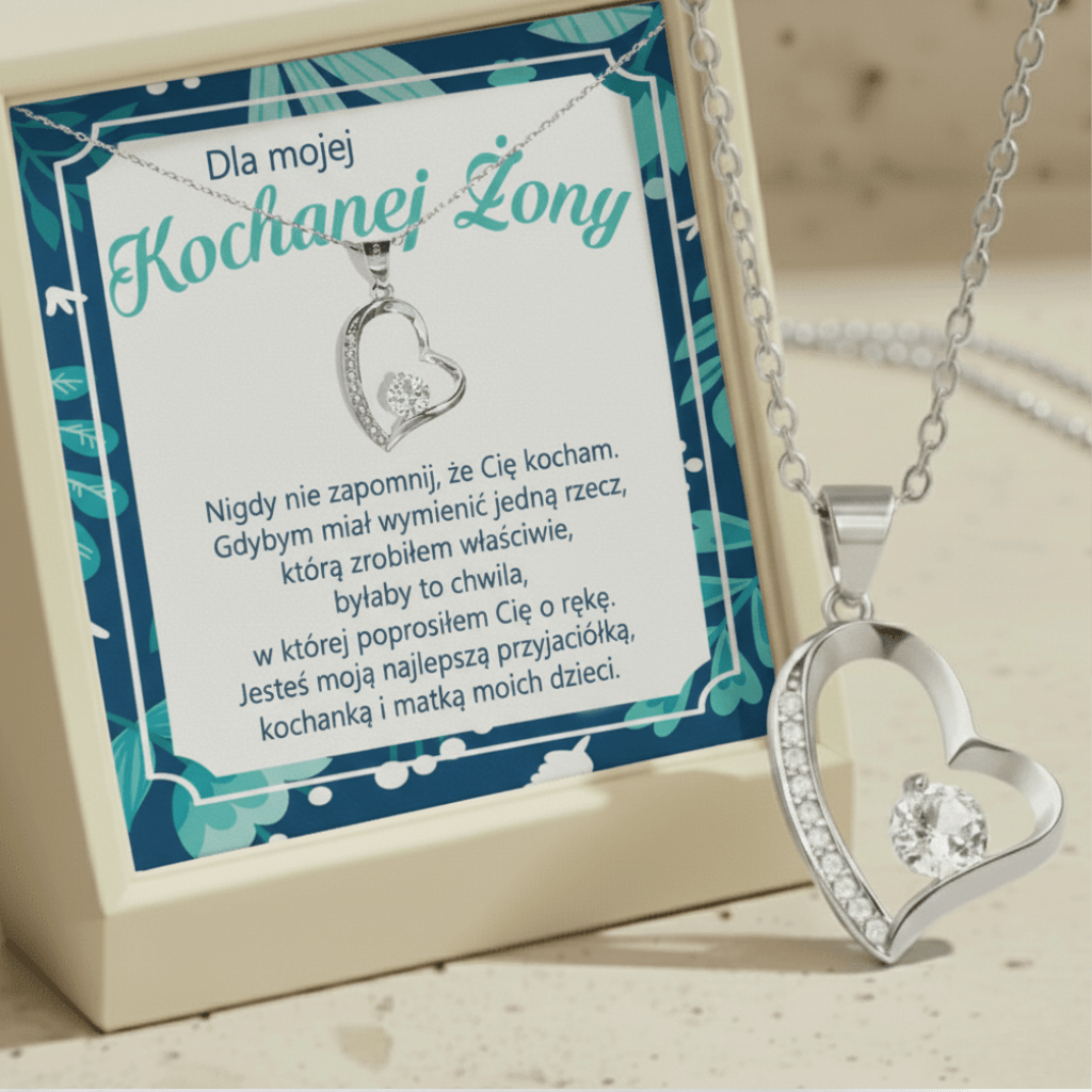 Naszyjnik dla Żony - Błyszcząca biel - Zawsze obok - Bejesa