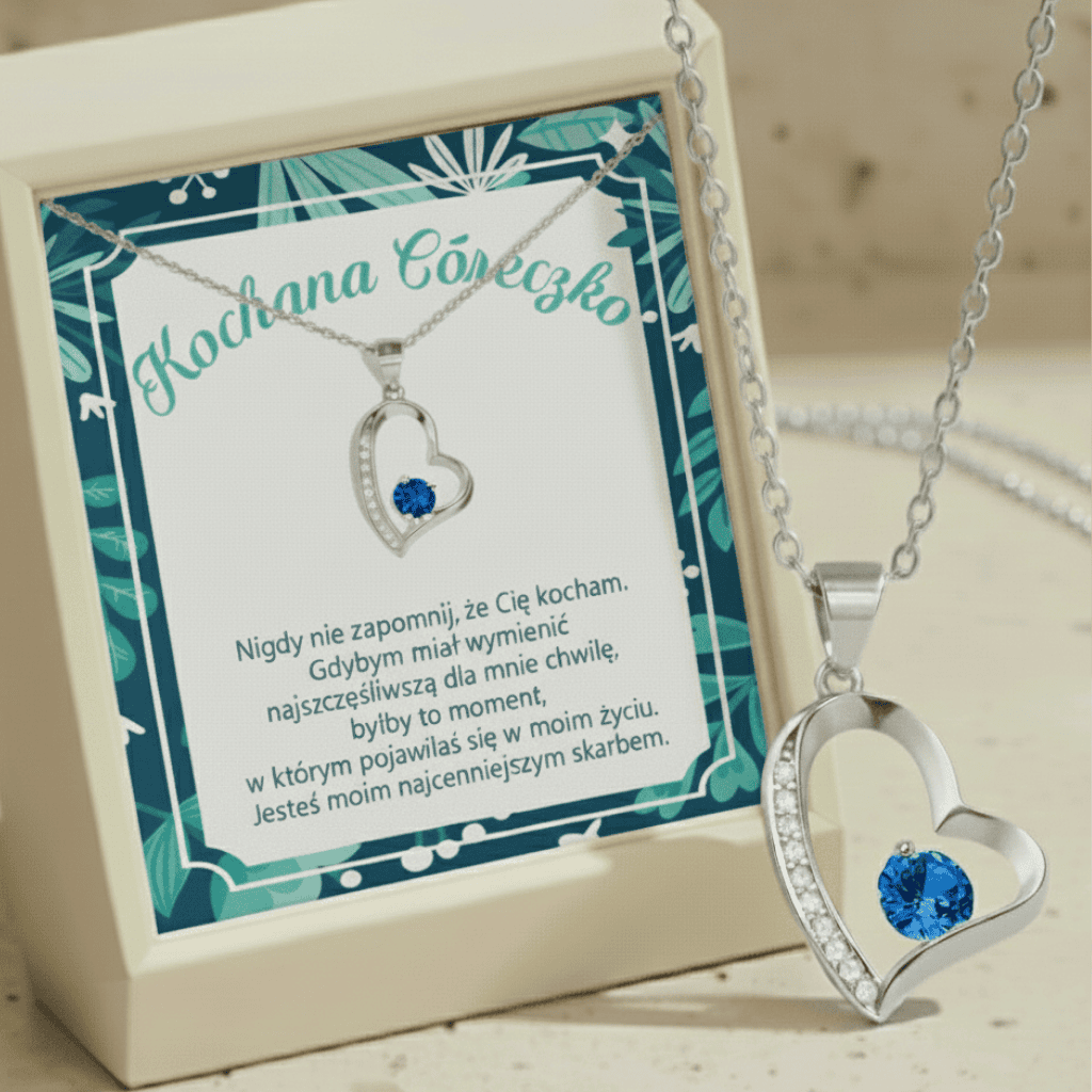 Naszyjnik dla Córki - Błyszcząca biel - Blisko Ciebie - Bejesa