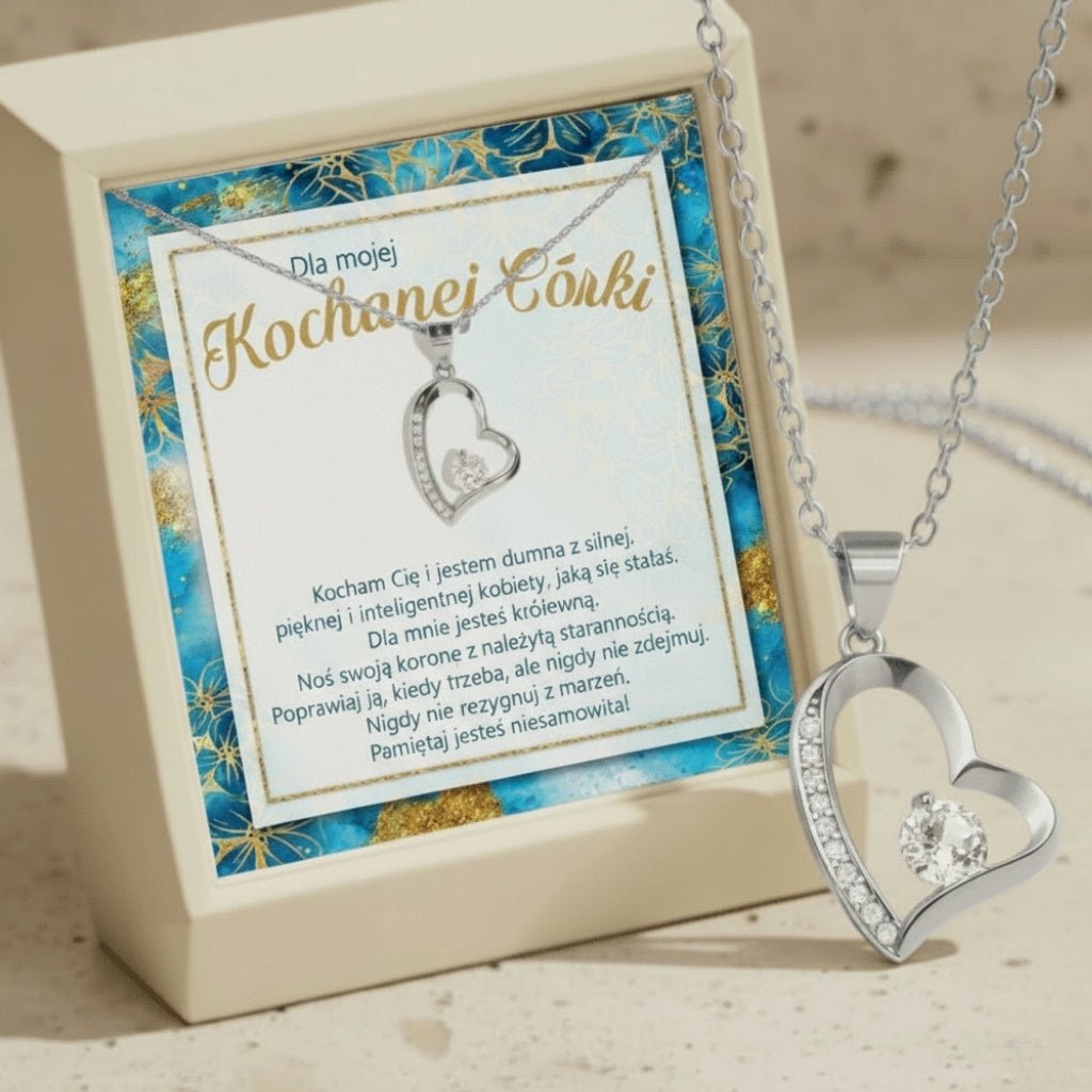 Naszyjnik dla Córki - Błyszcząca biel - Najwspanialsze Uczucie - Bejesa