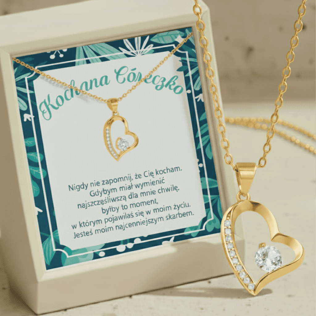 Naszyjnik dla Córki - Błyszcząca biel - Blisko Ciebie - Bejesa