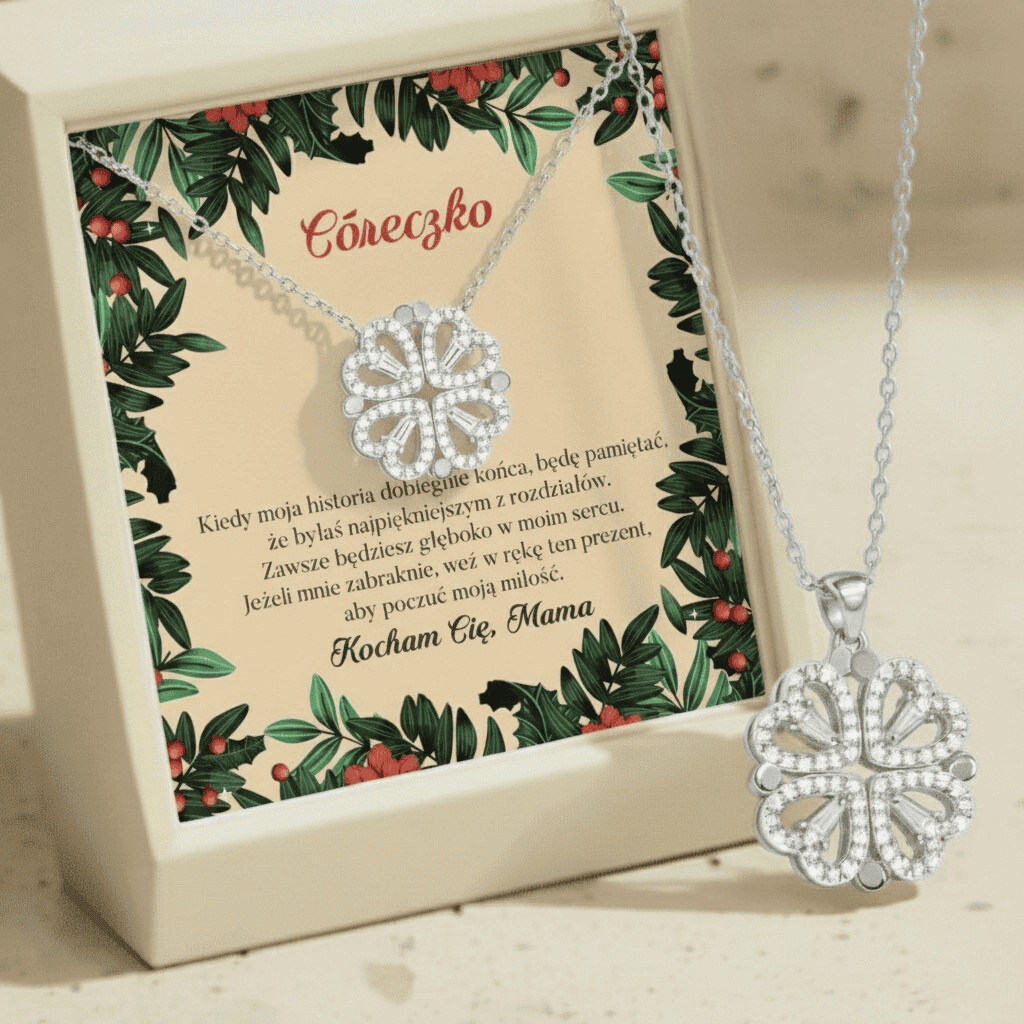 Naszyjnik dla Córki - Koniczynka - Dedykacja świąteczna - Bejesa