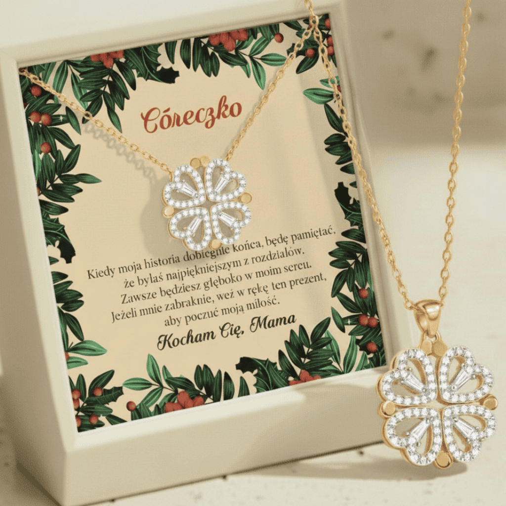 Naszyjnik dla Córki - Koniczynka - Dedykacja świąteczna - Bejesa