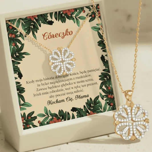 Naszyjnik dla Córki - Koniczynka - Dedykacja świąteczna - Bejesa