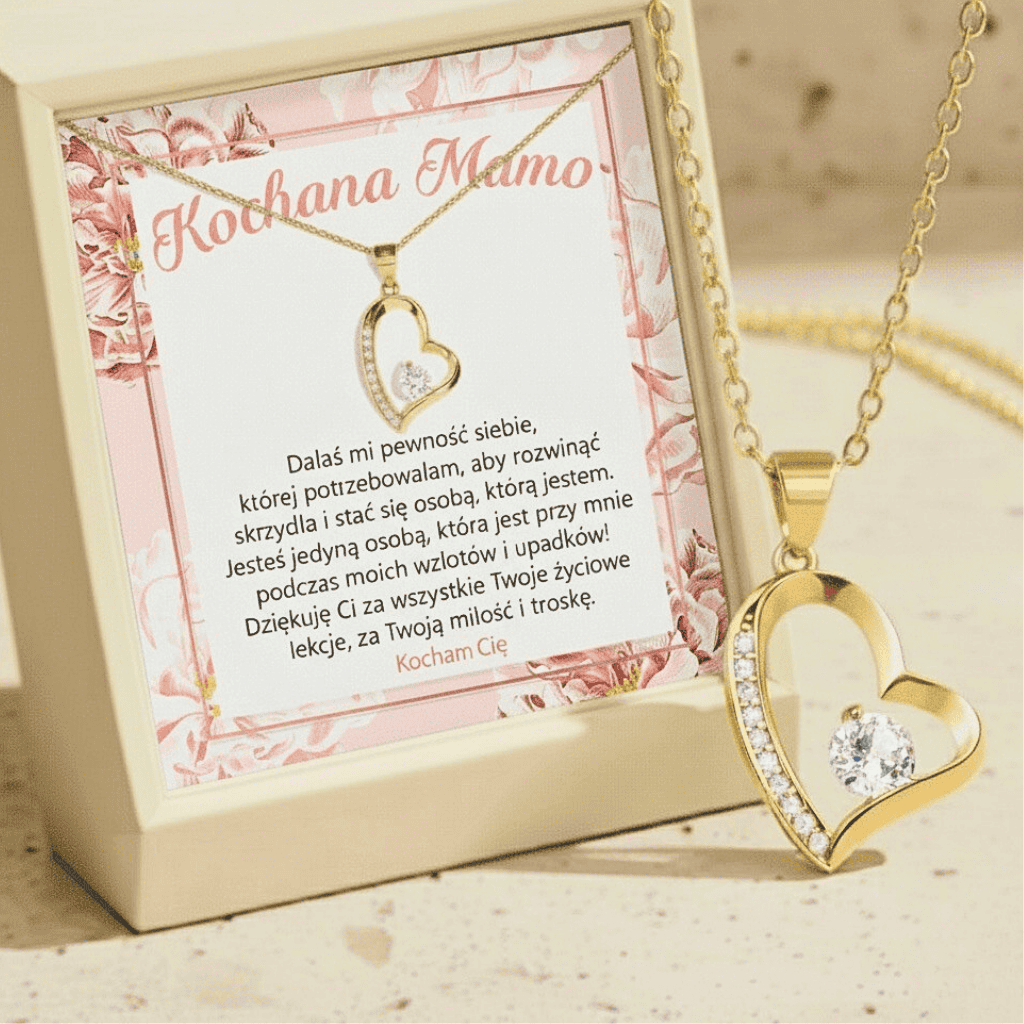 Naszyjnik dla Mamy - Błyszcząca biel - Z dedykacją Ideał - Bejesa