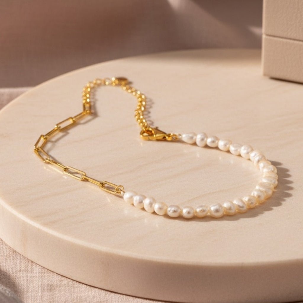 Bransoletka pozłacana z Perłami - Bejesa