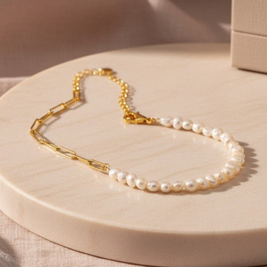 Bransoletka pozłacana z Perłami - Bejesa