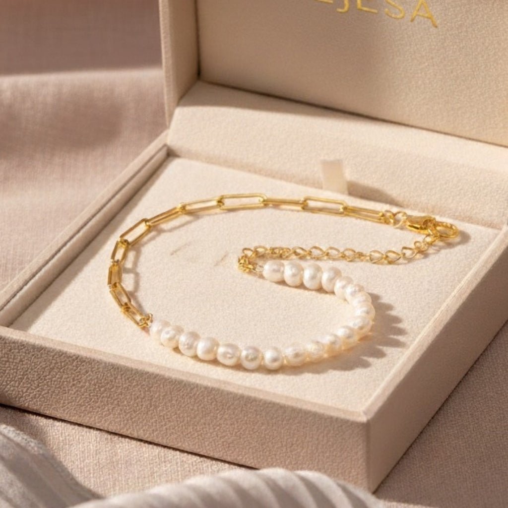 Bransoletka pozłacana z Perłami - Bejesa