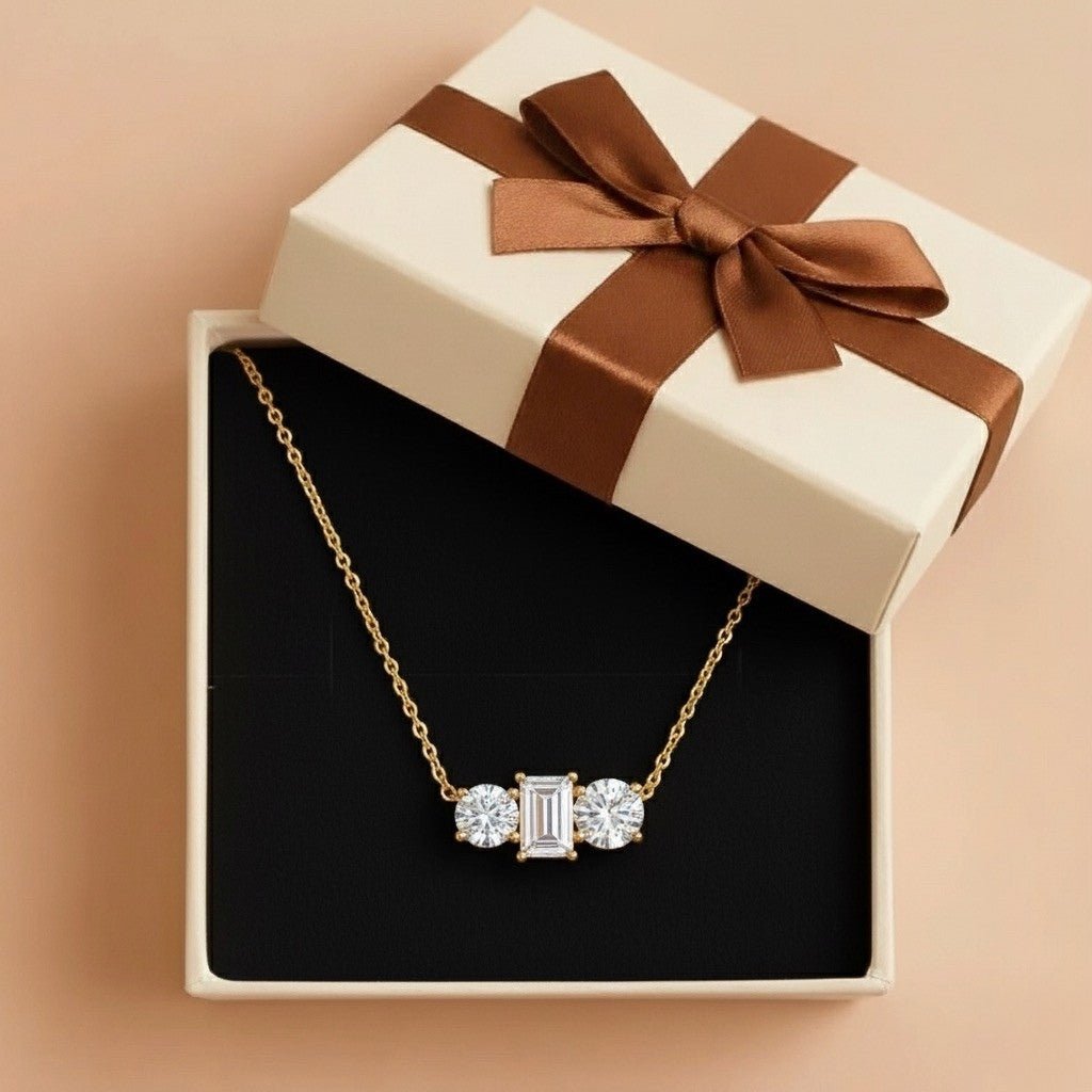 Naszyjnik Damski Pozłacany - Elegancki z cyrkoniami - Bejesa