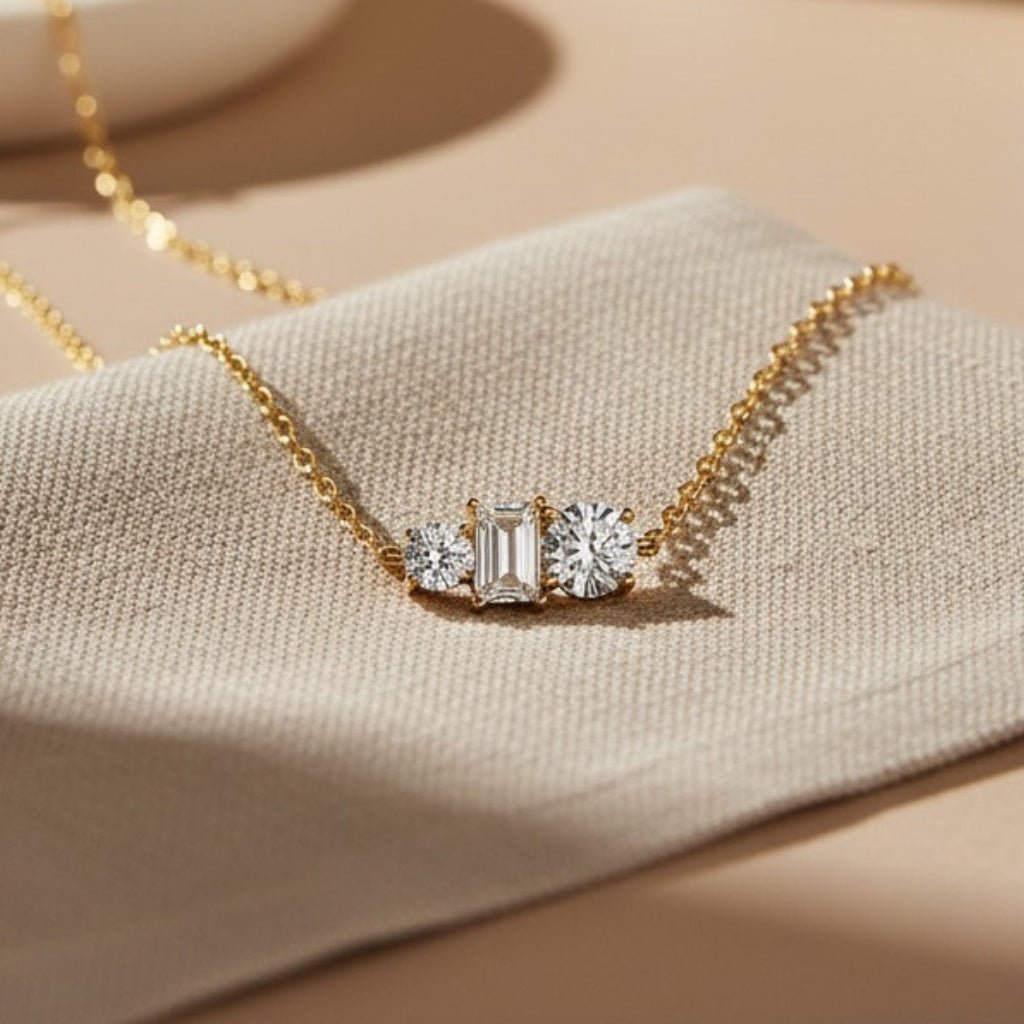 Naszyjnik Damski Pozłacany - Elegancki z cyrkoniami - Bejesa