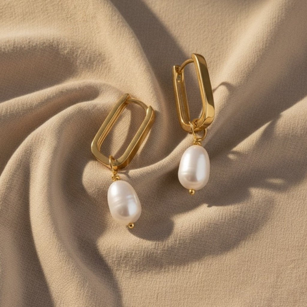 Eleganckie kolczyki - Pozłacane z Perłami - Bejesa