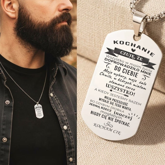 Prezent dla Męża - Nieśmiertelnik z Grawerem - Kocham Cię - Bejesa