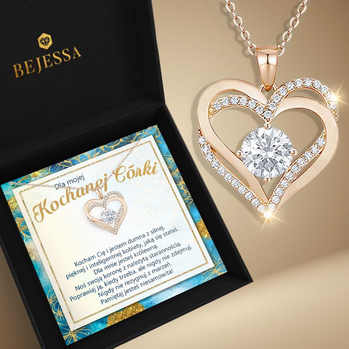 Prezent dla Córki - Naszyjnik z cyrkonią z dedykacją Kocham Cię - Bejesa
