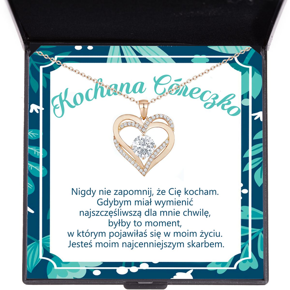 Prezent dla Córki - Naszyjnik z cyrkonią z dedykacją Nie Zapomnij - Bejesa