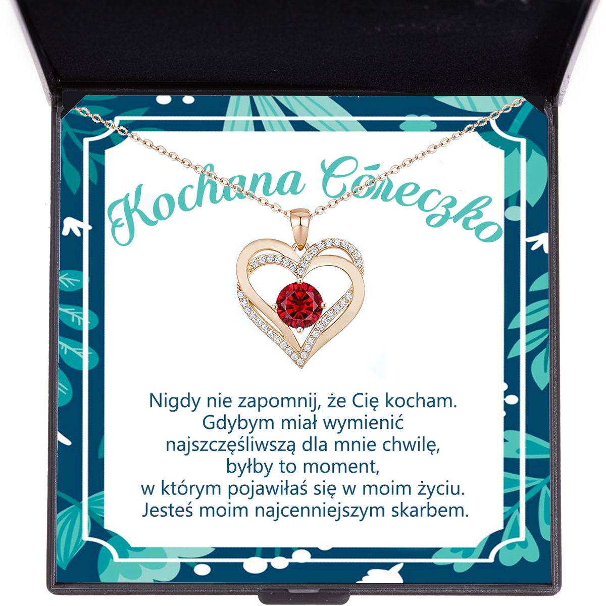 Prezent dla Córki - Naszyjnik z cyrkonią z dedykacją Nie Zapomnij - Bejesa