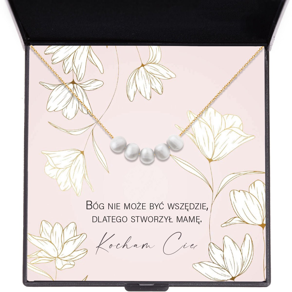 Naszyjnik dla Mamy - Pięć pereł - Z dedykacją - Bejesa